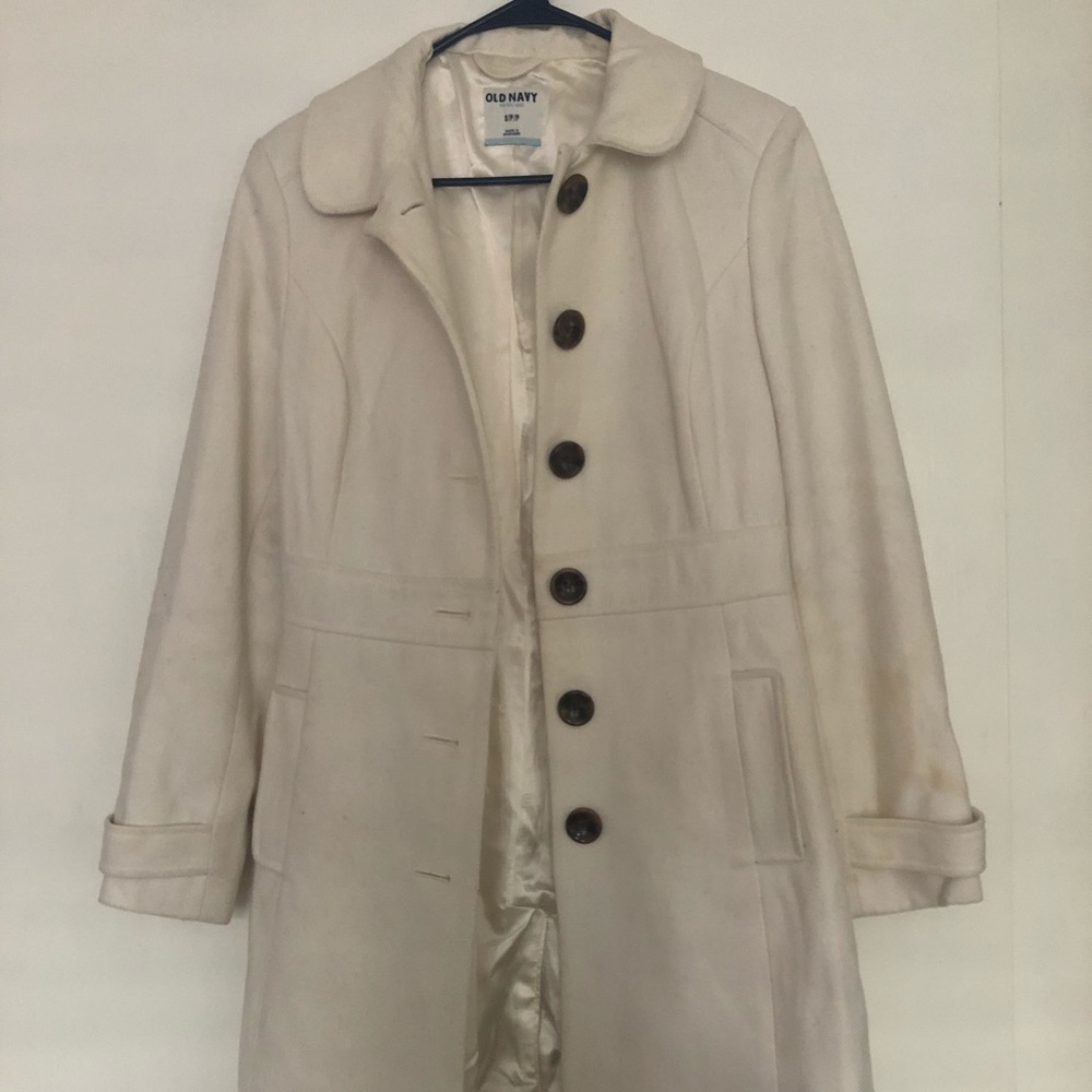 Long White/cream Old Navy Peacoat - worn once!